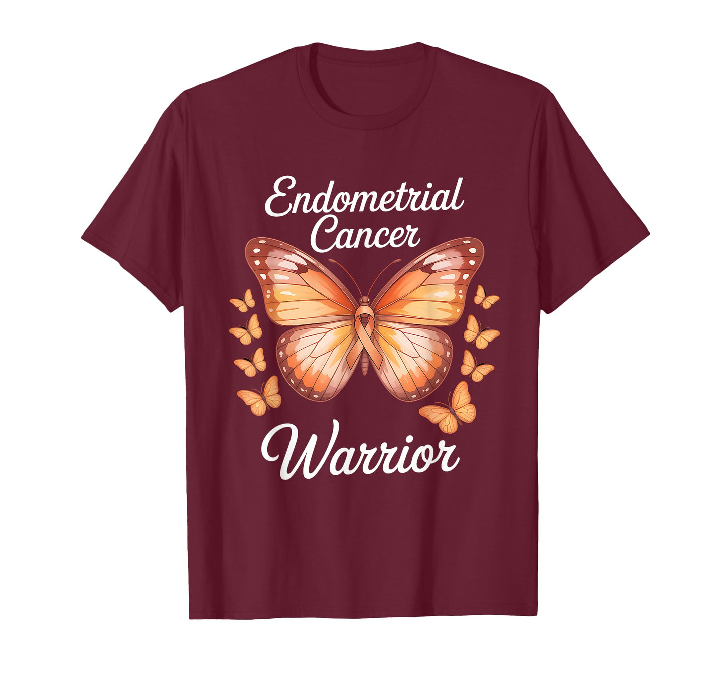 Warrior Endometrial Cancer Awareness Uterine Cancer Ribbon T-Shirt
