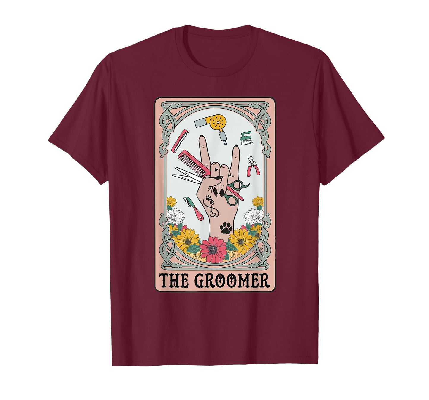 Funny Tarot Card Pet Grooming Dog Groomer Girl Women T-Shirt