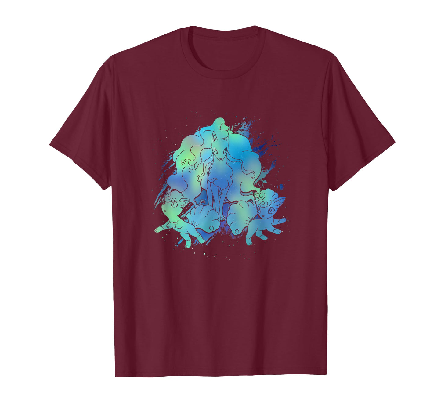 Pokémon Alolan Ninetales & Vulpix Beautiful Northern Lights T-Shirt