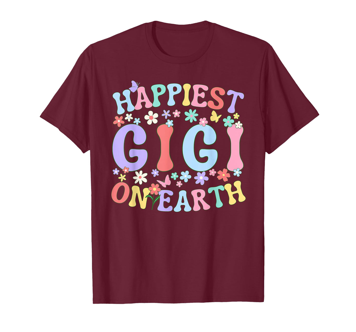 Happiest Gigi On Earth Family Trip Squad Groovy Grandma T-Shirt