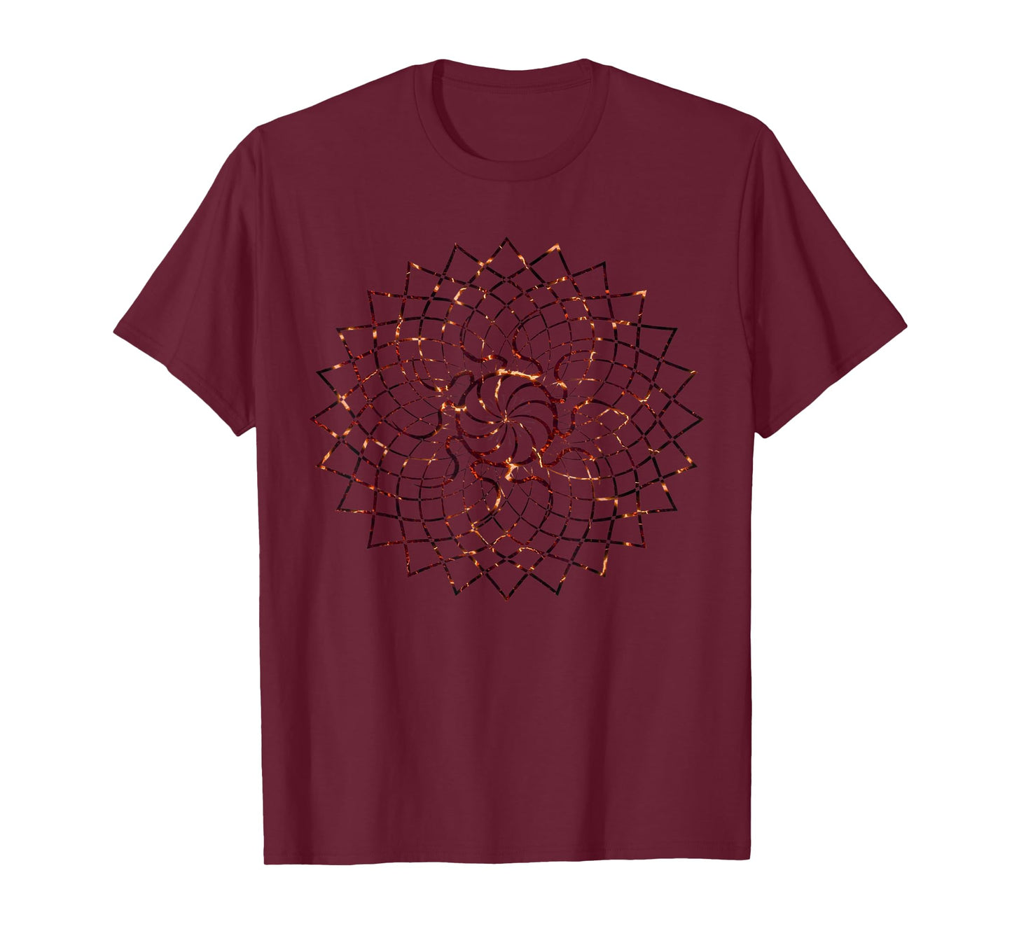Red Lava Mandala Geometry Sacred Gaia Art Yoga Mantra T-Shirt