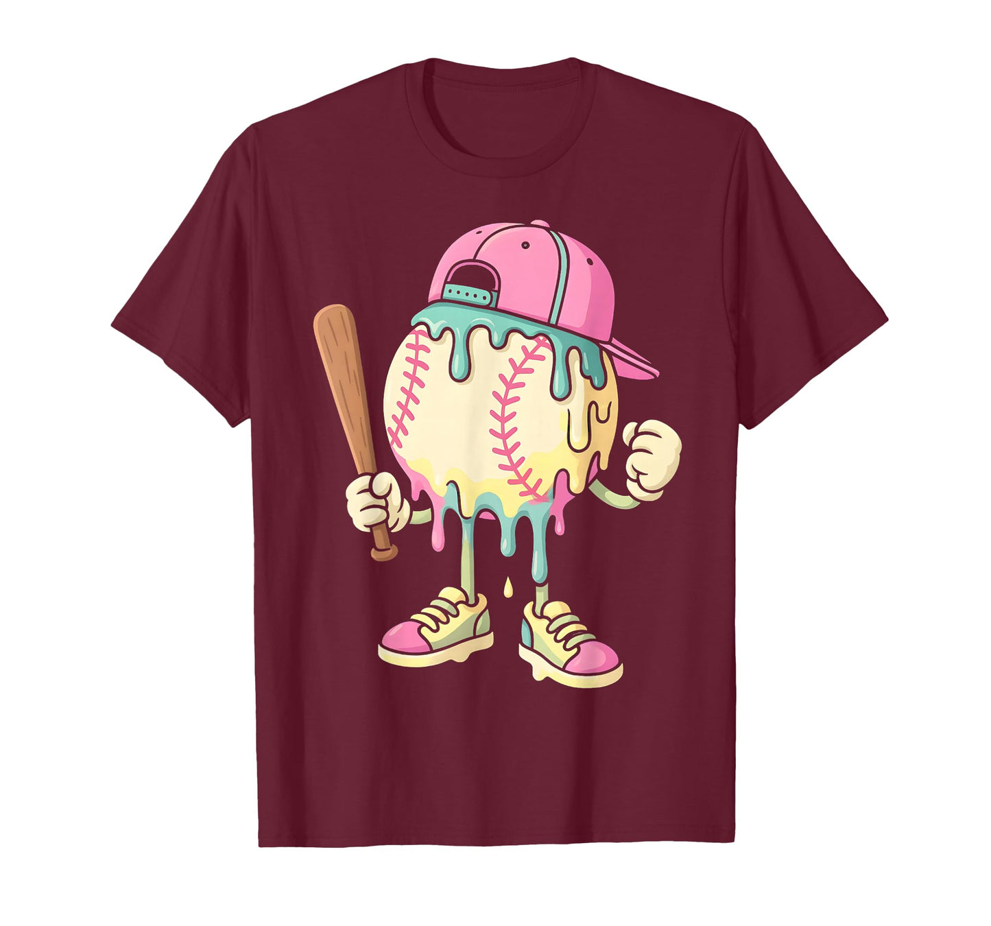 Ice Cream Drip Baseball Spots Baseball Drip For Girls T-Shirt