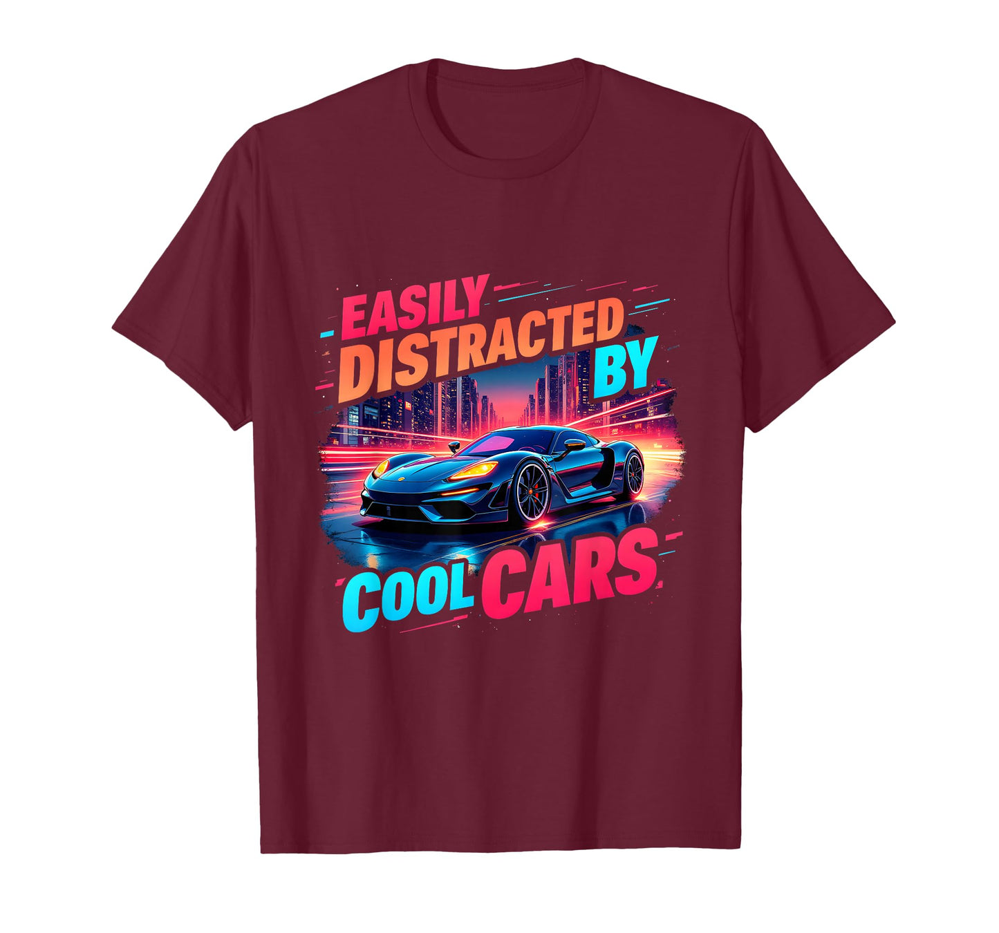 Cool Cars Mens Boys Vintage Easily Distracted By Muscle Car T-Shirt