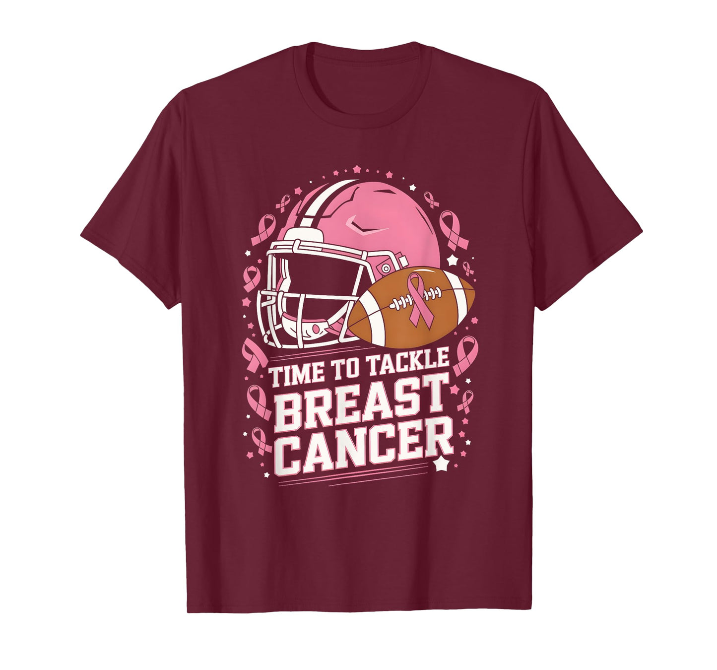 Tackle Football Breast Cancer Awareness Pink Ribbon Boys Kid T-Shirt