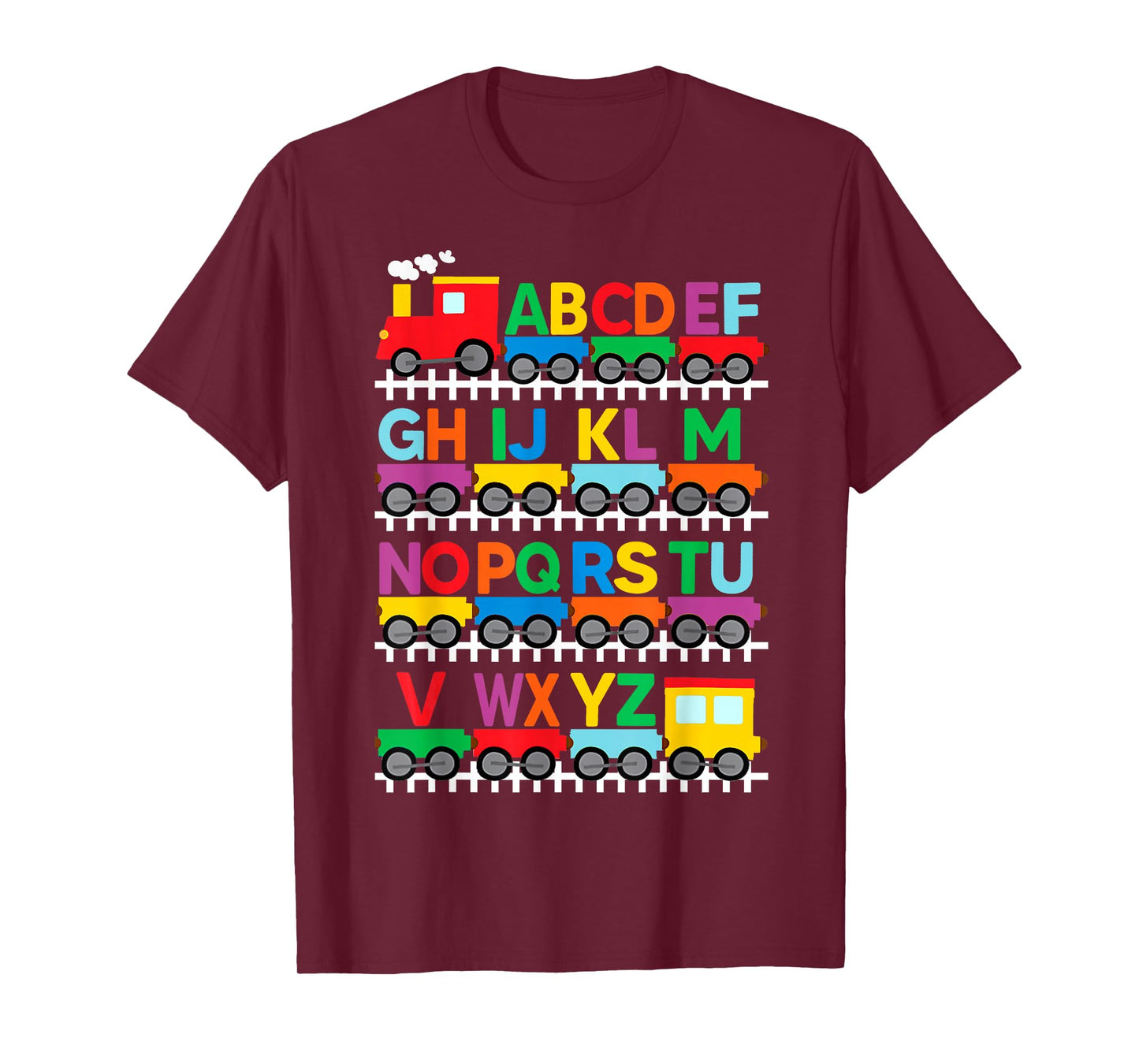 Train Railroad Lover ABC Alphabet A-Z ABCs Kindergarten Kids T-Shirt