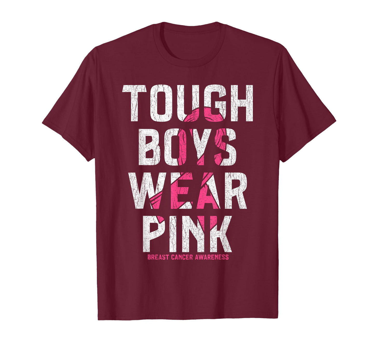 Tough Boys Wear Pink Breast Cancer Awareness Shirts Men Boys T-Shirt