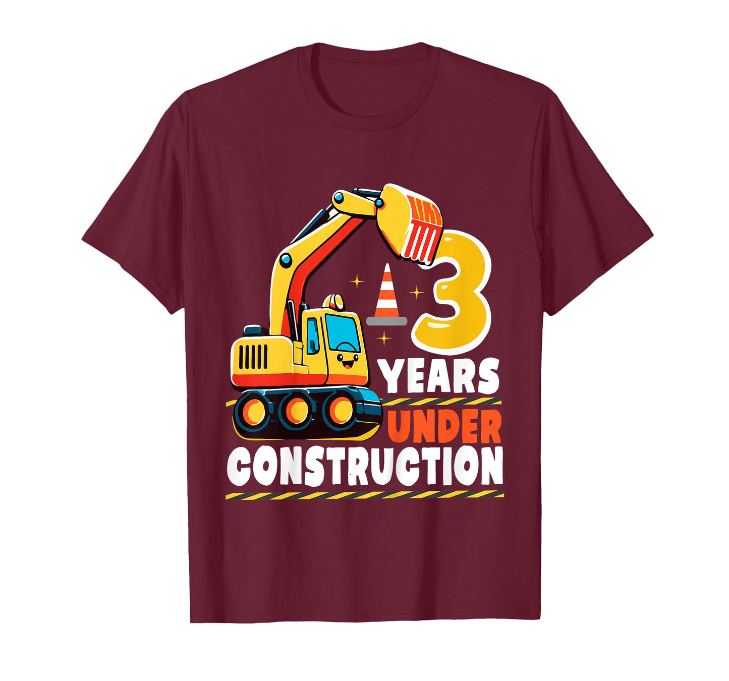 Kids 3 Years Under Construction Boy Three Year Old 3rd Birthday T-Shirt