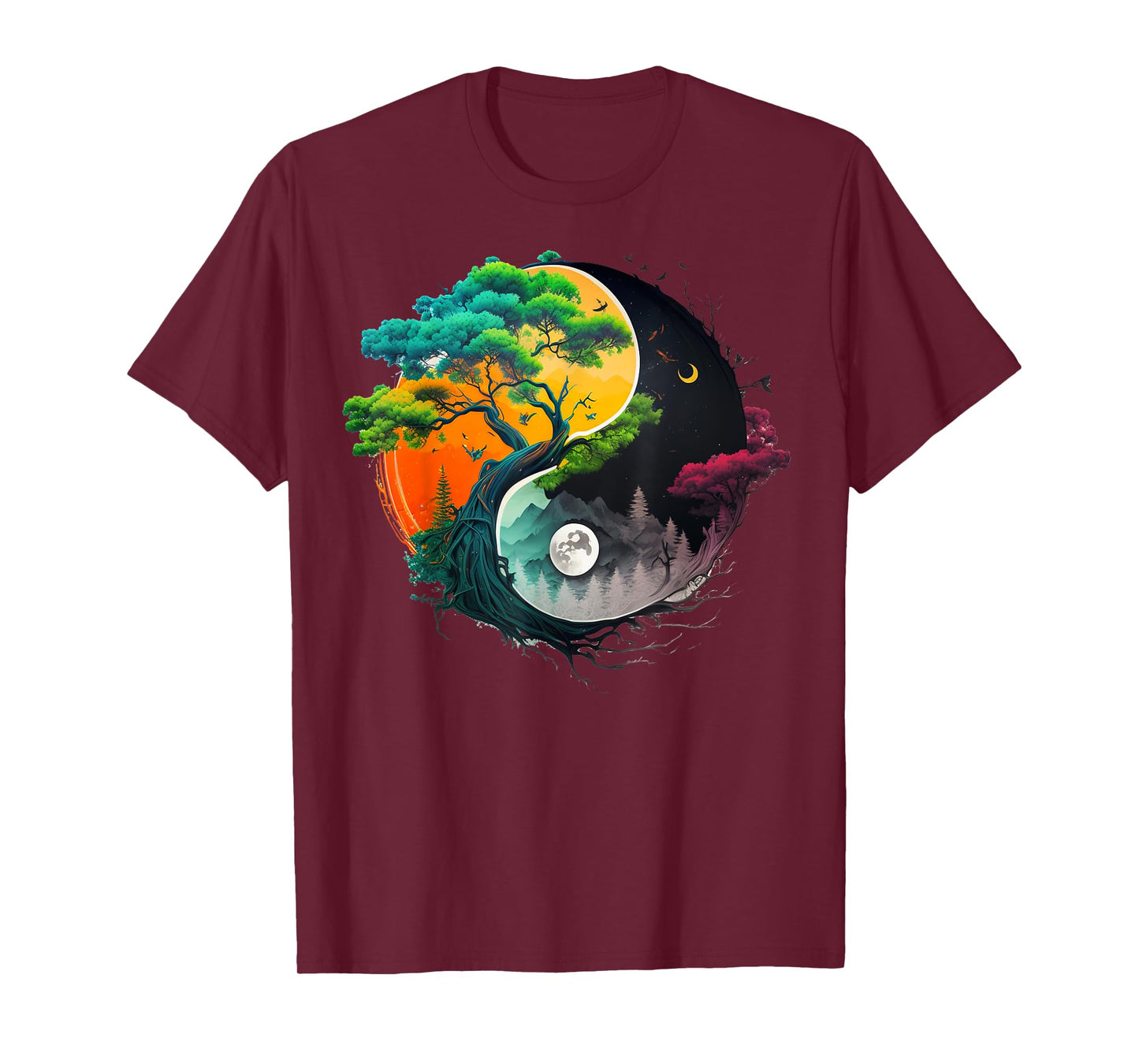 Nature Taoism Yin Yang Symbol on Zen Taijitu Yin Yang T-Shirt