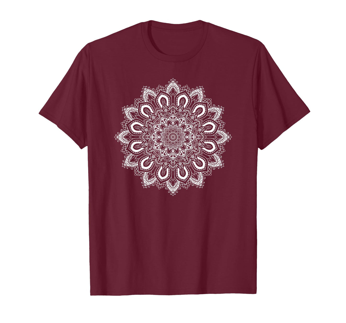 White Ornate Lotus Flower Yoga Mandala T-Shirt