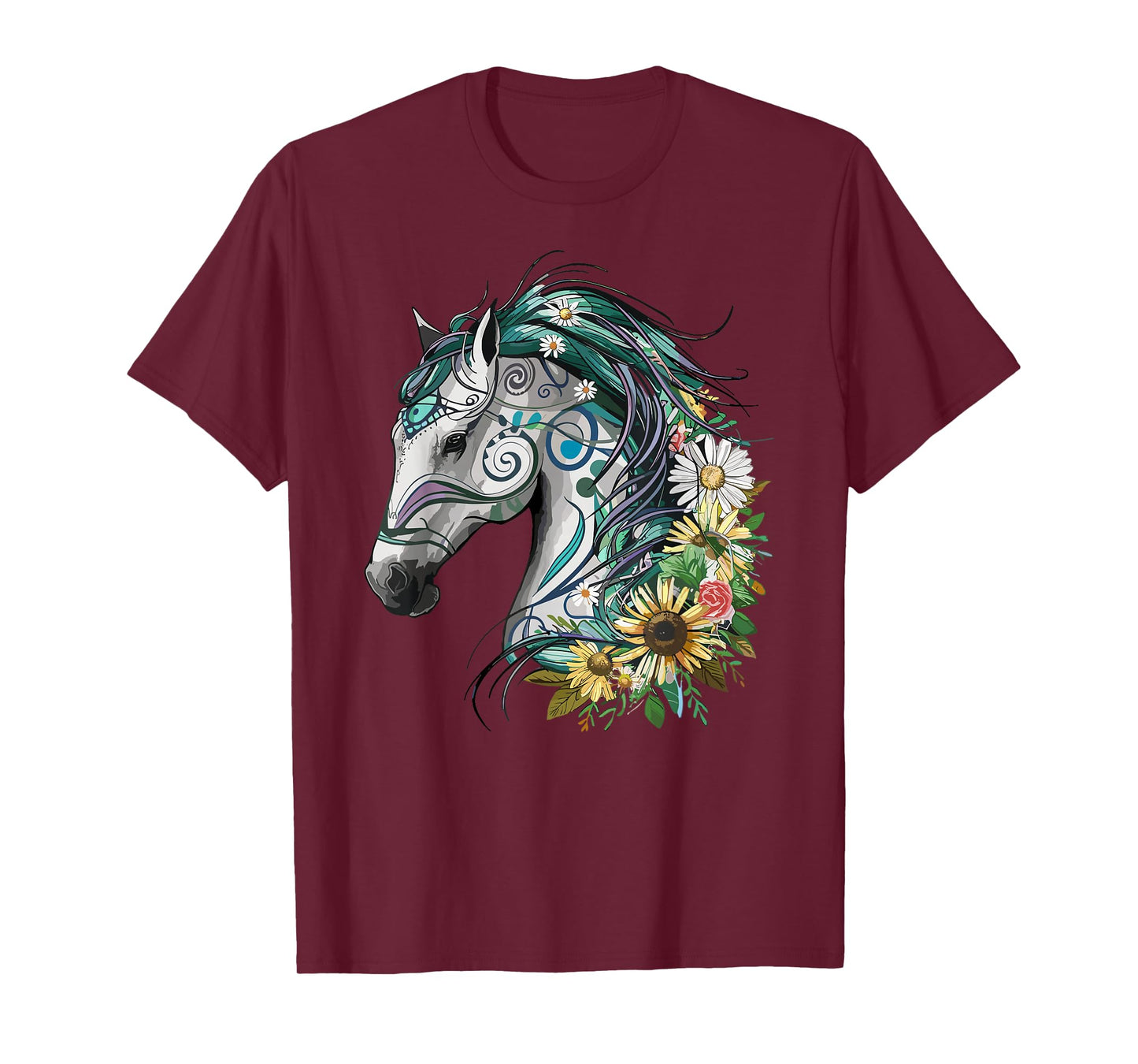 Horse Girl Beautiful Sunflower Horses Riding T-Shirt