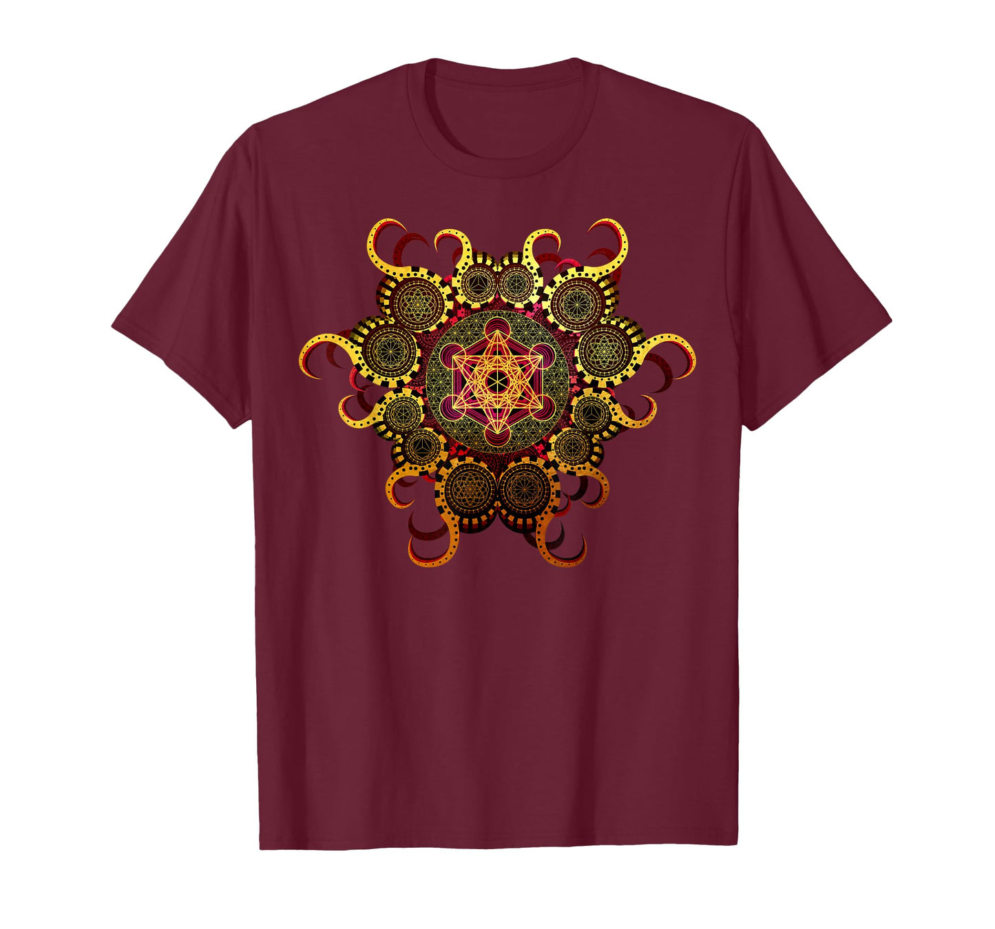 Gold Organic Merkaba Sacred Geometry Psychedelic Symmetry T-Shirt