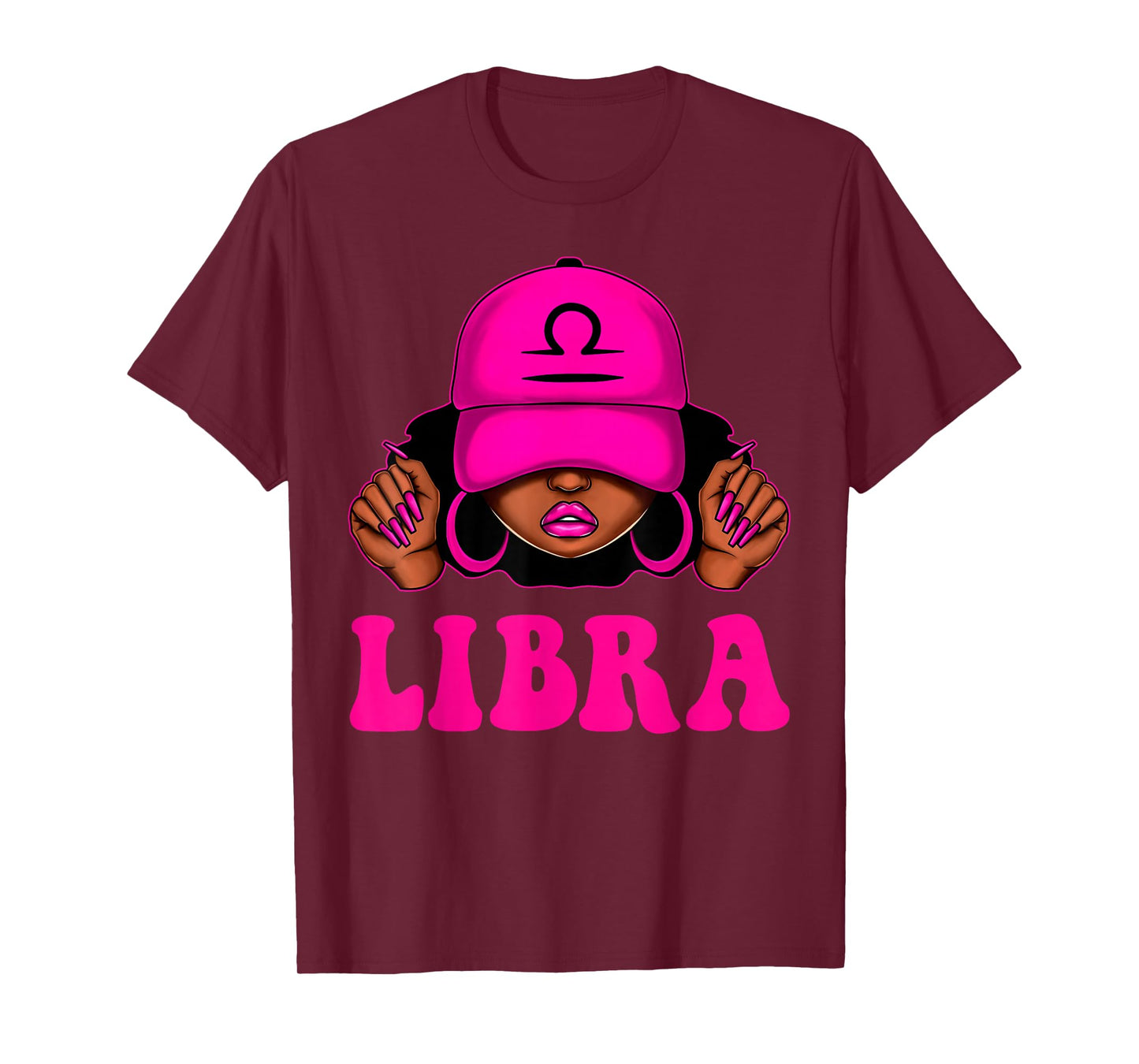 Libra Queen Sassy Black Woman Afro Girl Zodiac Birthday T-Shirt