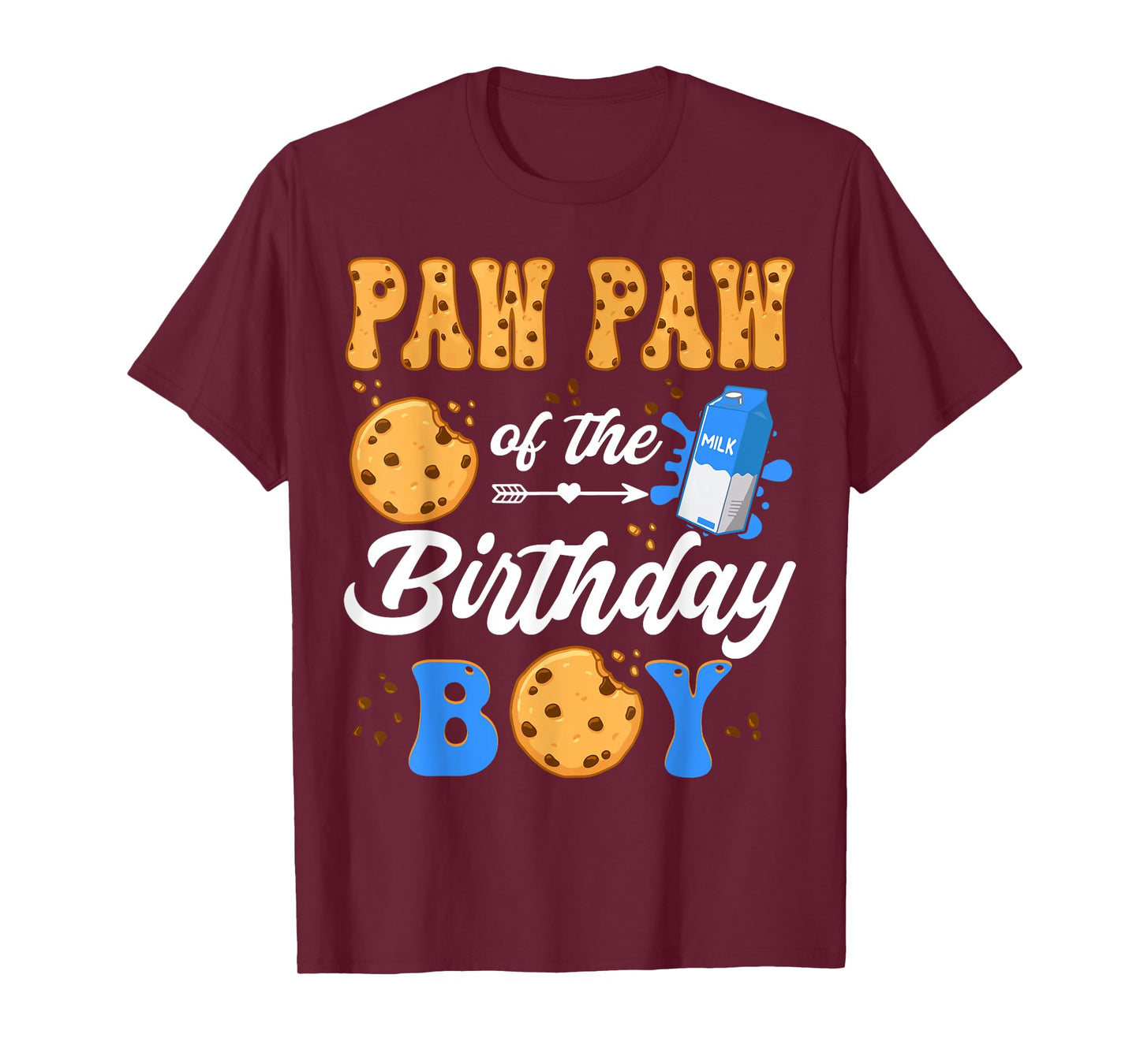 Paw Paw Of The Birthday Boy Milk And Cookies 1St Birthday T-Shirt