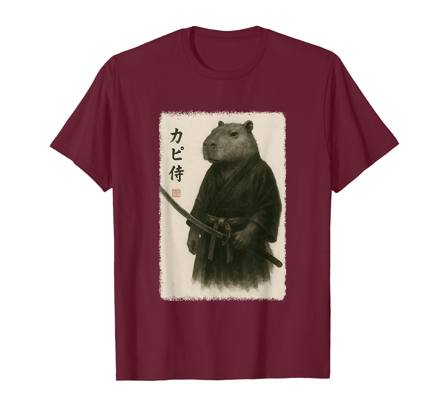 Samurai Capybara Funny Vintage Japanese Graphic Art T-Shirt