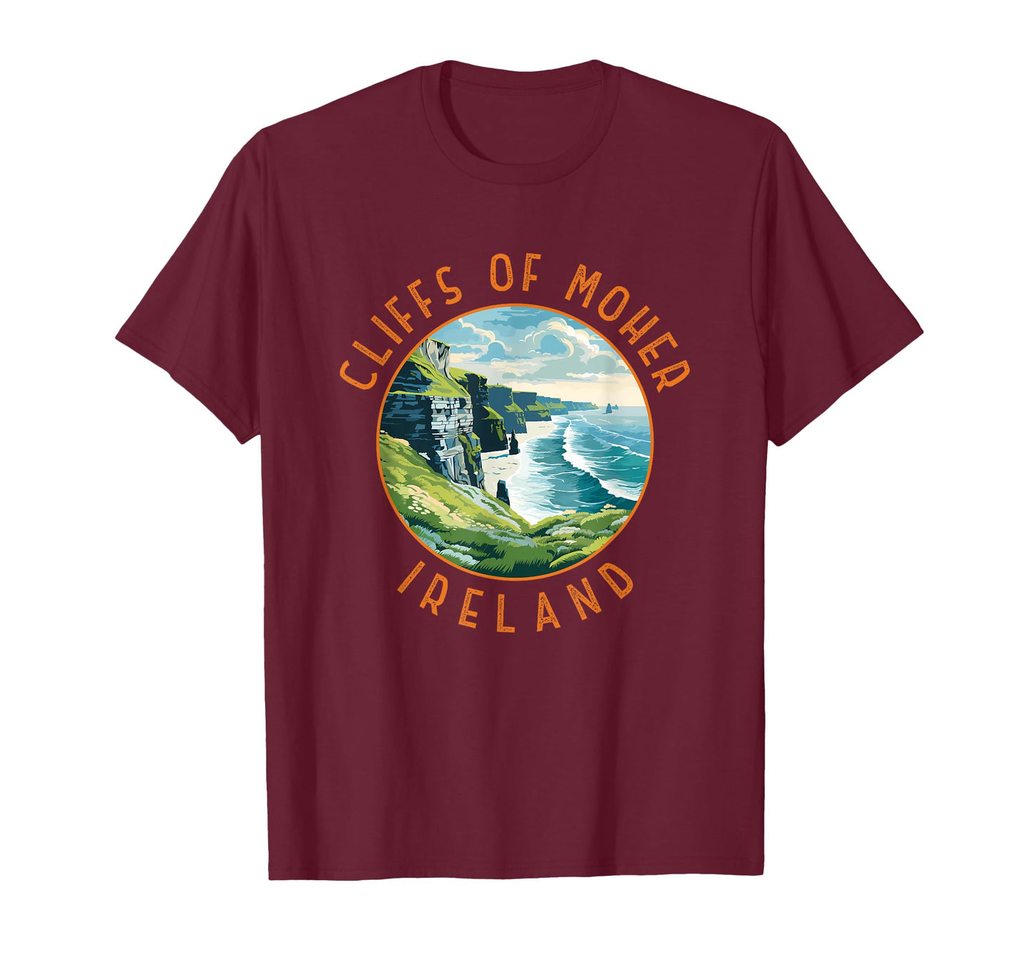 Cliffs of Moher Ireland Retro Distressed Circle T-Shirt