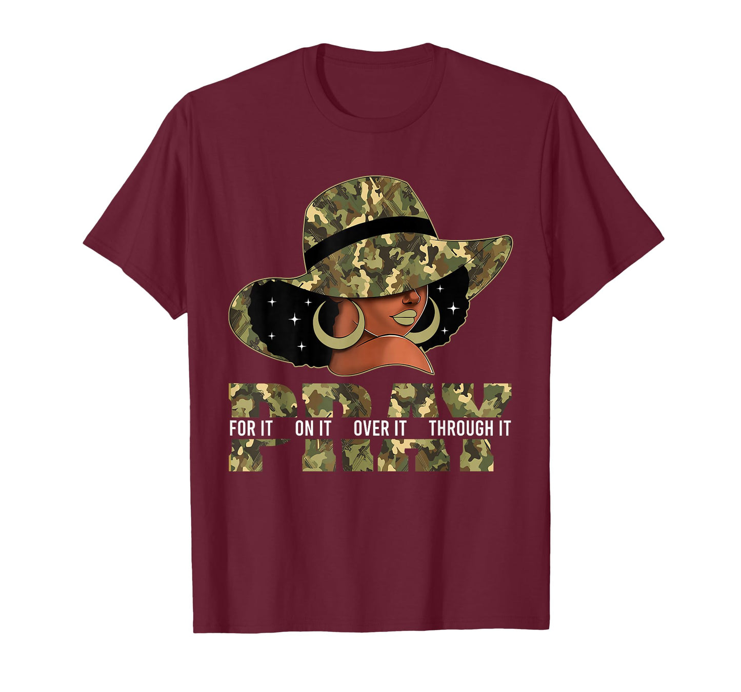 Pray On It Pray Over It Black Woman Afro Christian Sayings T-Shirt