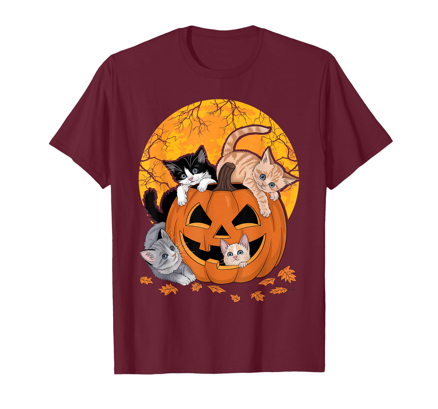 Vintage 90s Cat Pumpkin Halloween Retro Floral Spooky Season T-Shirt