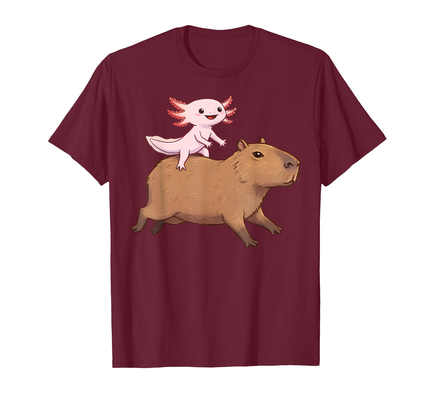Funny Kawaii Axolotl and Capybara Lover Kids Girls Men Women T-Shirt