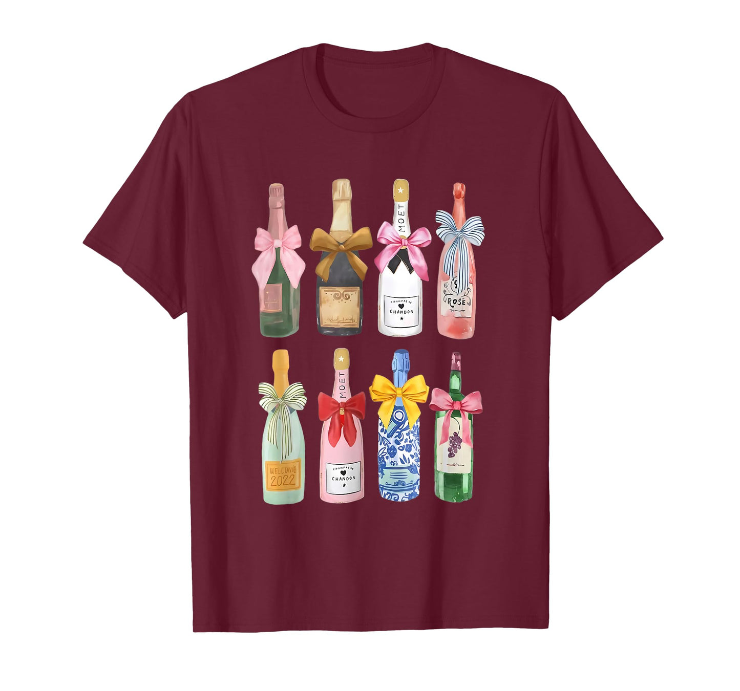 Christmas Champagne T-Shirt Cool Glass Coquette Bottle T-Shirt