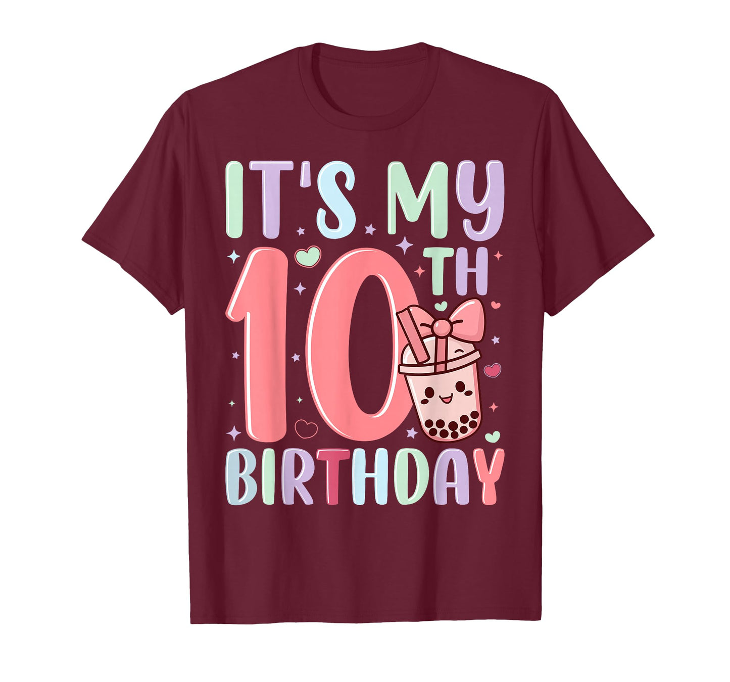 It's My 10th Birthday Bubble Boba Tea Party 10 Year Old Girl T-Shirt