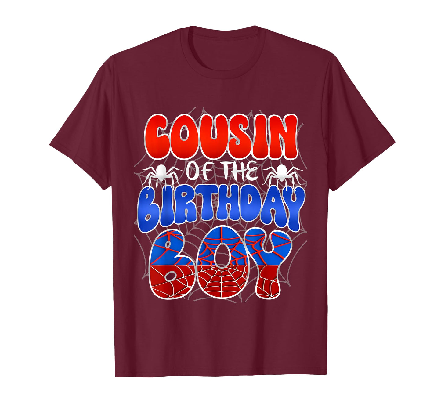 Cousin of the Birthday Boy Costume Spider Web Birthday Party T-Shirt