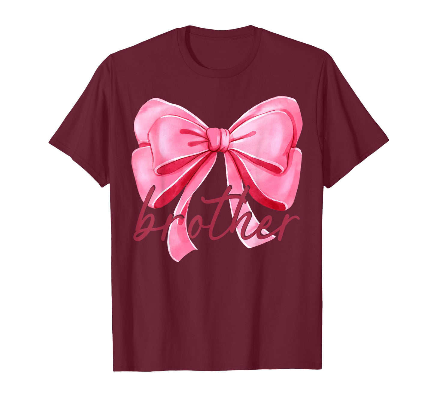 Brother Pink Bow Birthday Baby Shower Family Pink Ribbon T-Shirt