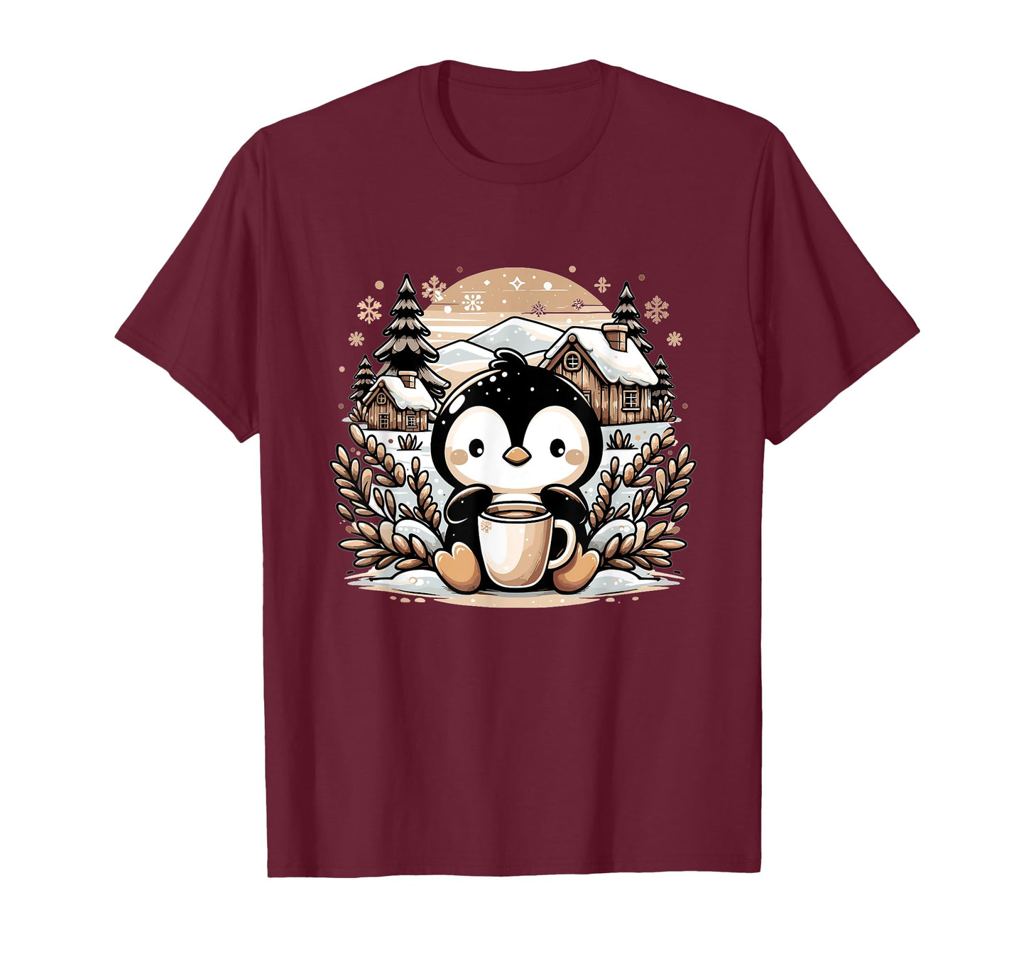 Penguin Coffee Winter Christmas Cute Funny Penguin T-Shirt