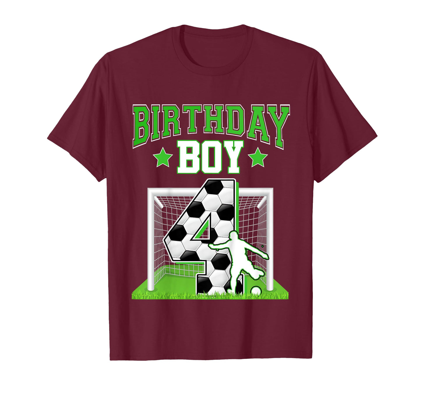Kids Soccer Ball 4th Birthday Boy 4 Year Old Baller Player Party T-Shirt