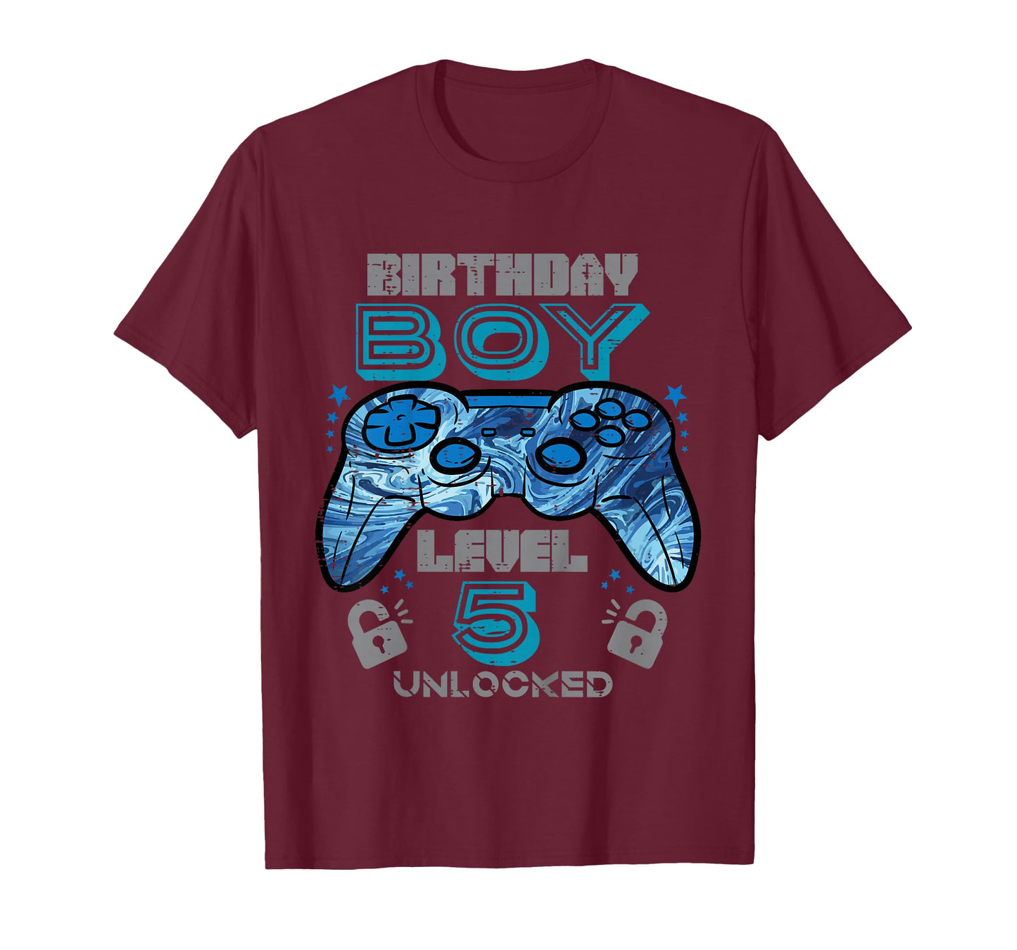 Kids 5th Birthday Gamer Level 5 Unlocked Video Gaming Bday Boys T-Shirt