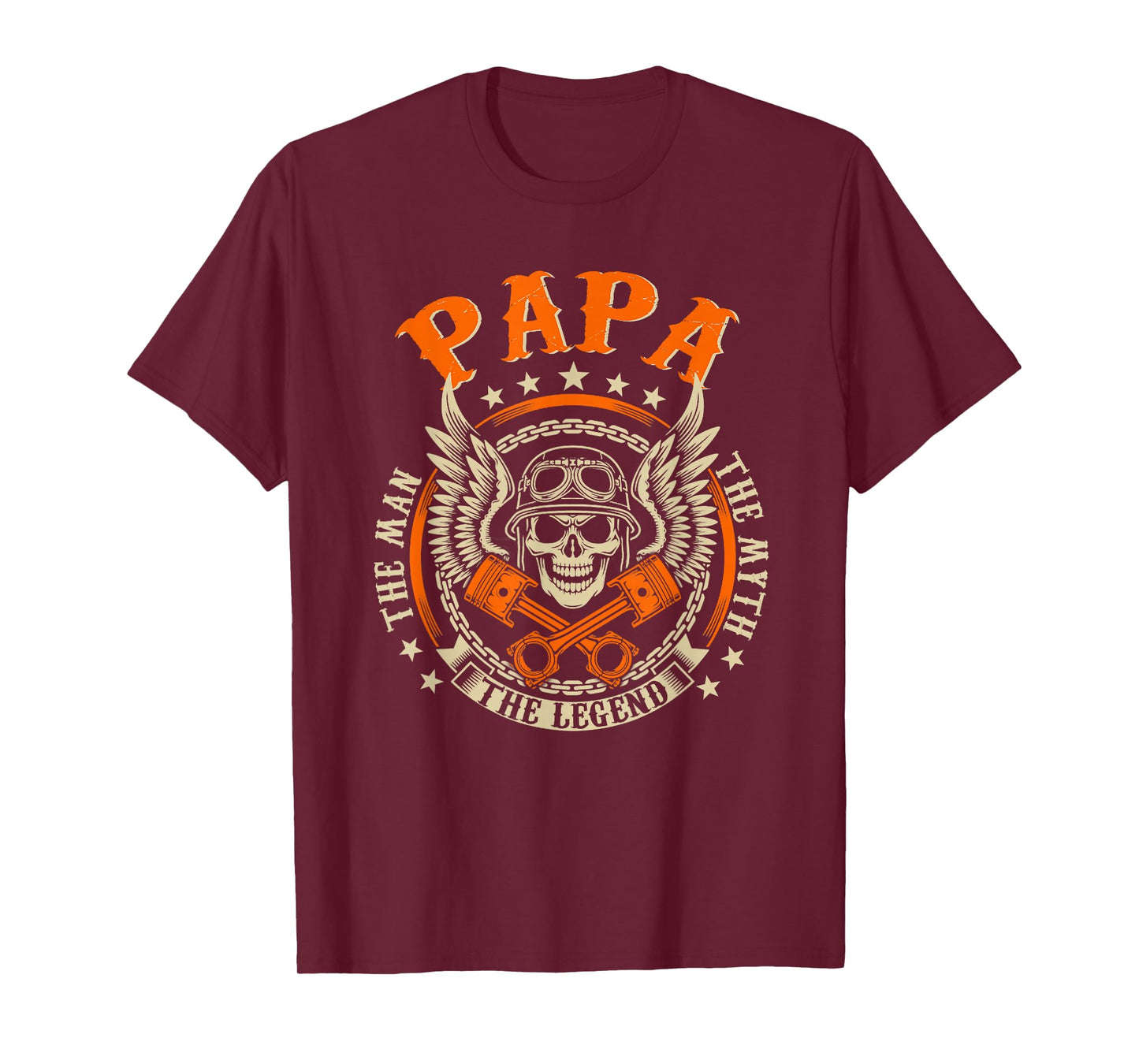 Vintage Biker Papa Motorcycles Biker For Fathers Day Mens T-Shirt