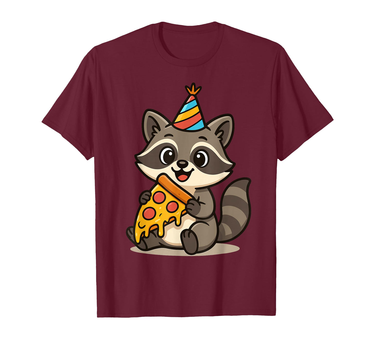 Birthday Raccoon Pizza Cute Kawaii Kids Birthday Party T-Shirt
