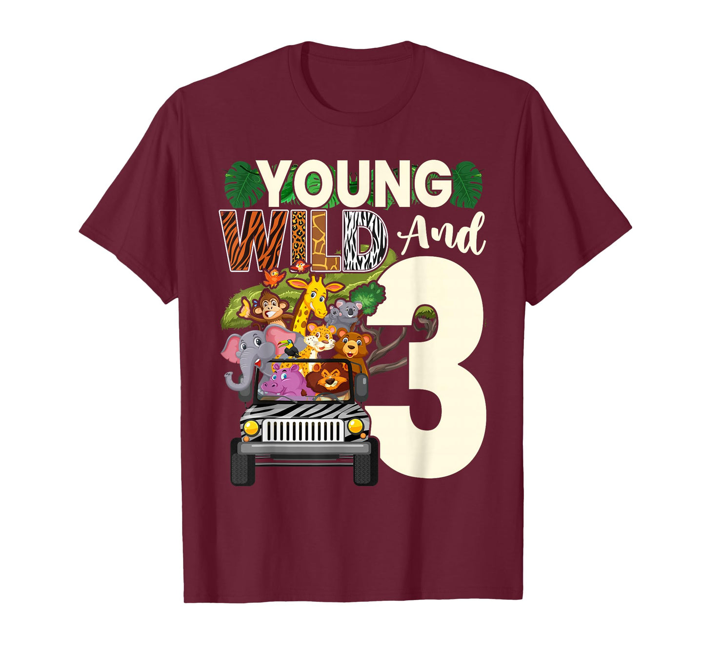 3rd Birthday Toddler Young Wild Three 3 Year Old Safari Zoo T-Shirt