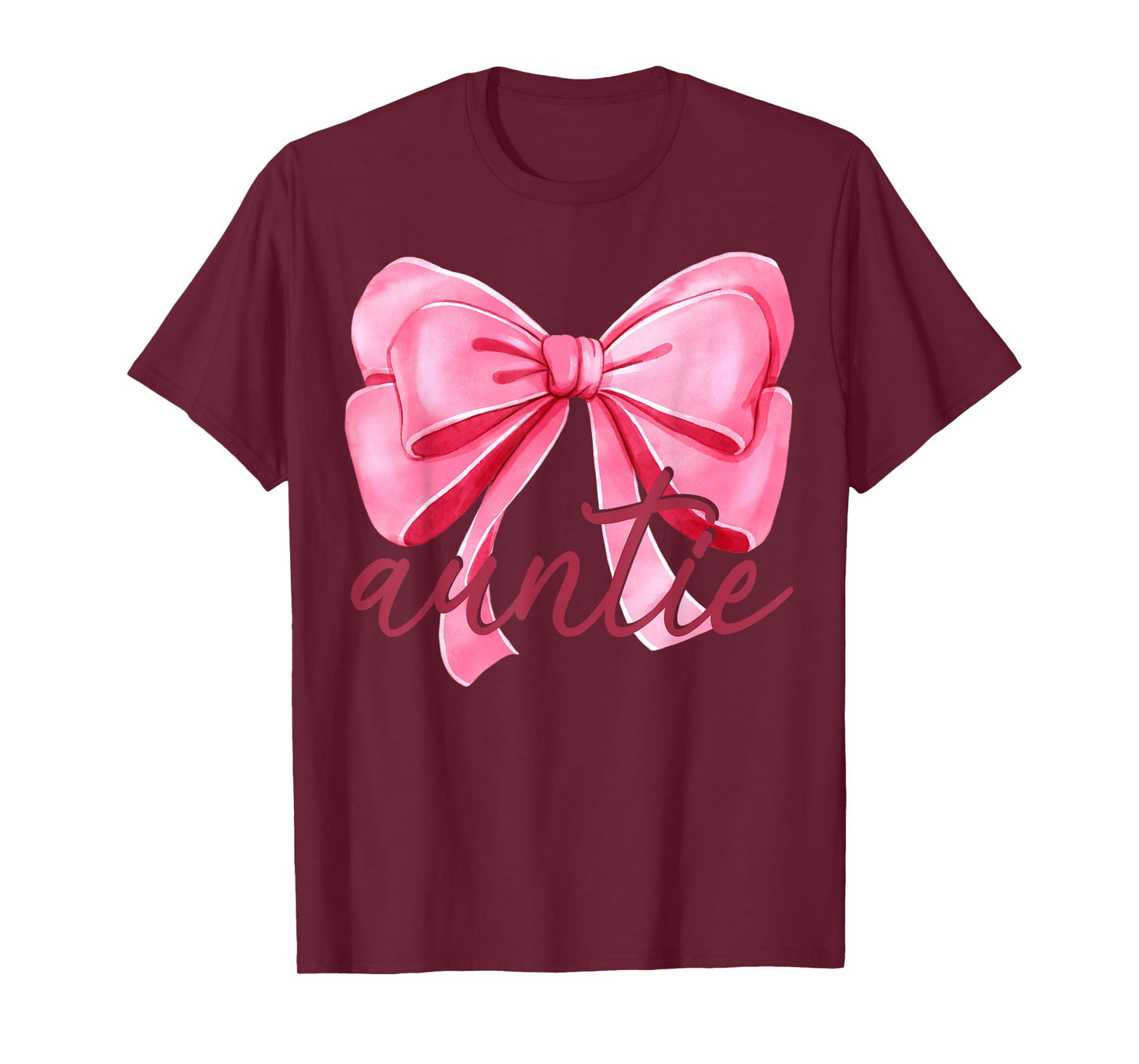 Auntie Pink Bow Birthday Baby Shower Family Pink Ribbon T-Shirt