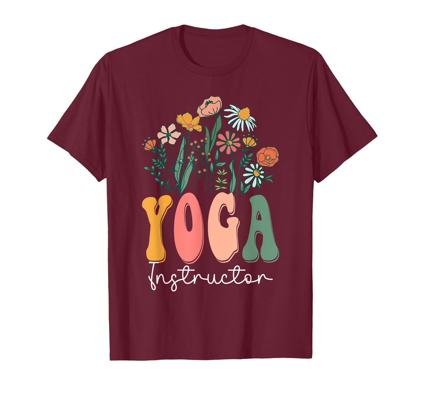 Retro Groovy floral Yoga Instructor Wildflower Tees For T-Shirt