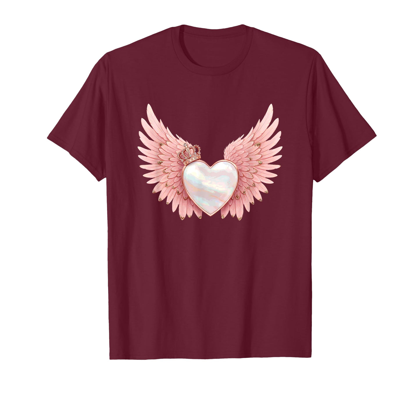 Angel Heart with Crown and Pink Wings T-Shirt