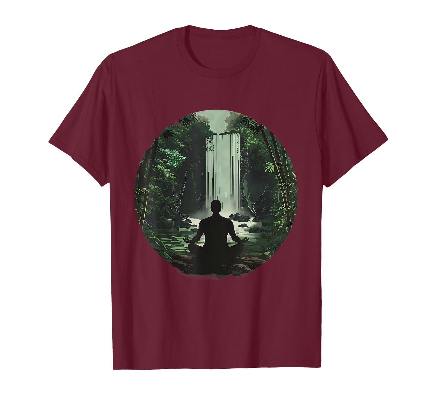 Meditation Zen Buddha Waterfall Buddhist Hindu Yoga Nature T-Shirt