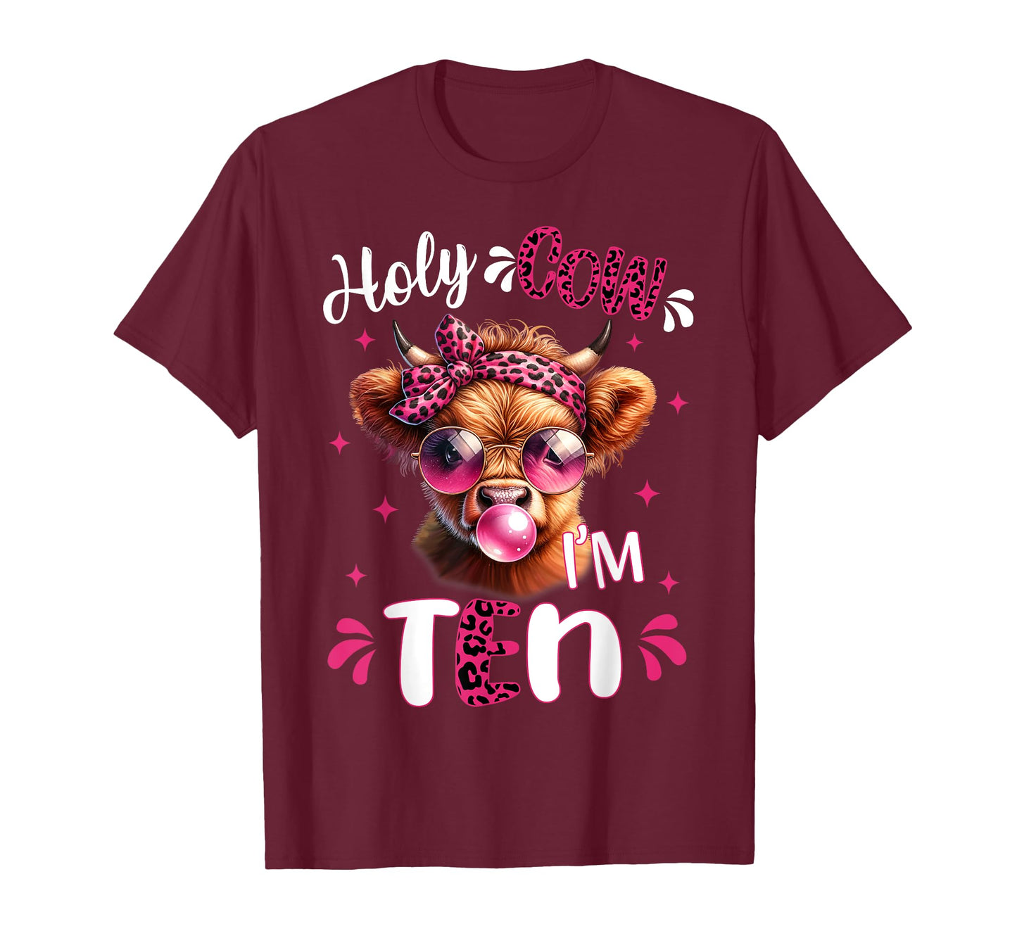 I'm Ten Years Old Girl It's My 10th Birthday Highland Cow T-Shirt