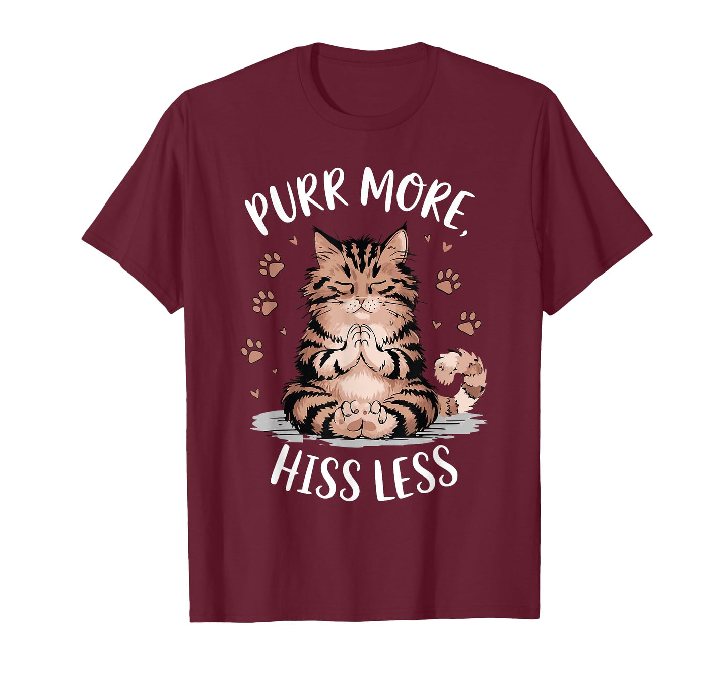 Purr More Hiss Less Yoga Cute Meditation CatTee T-Shirt
