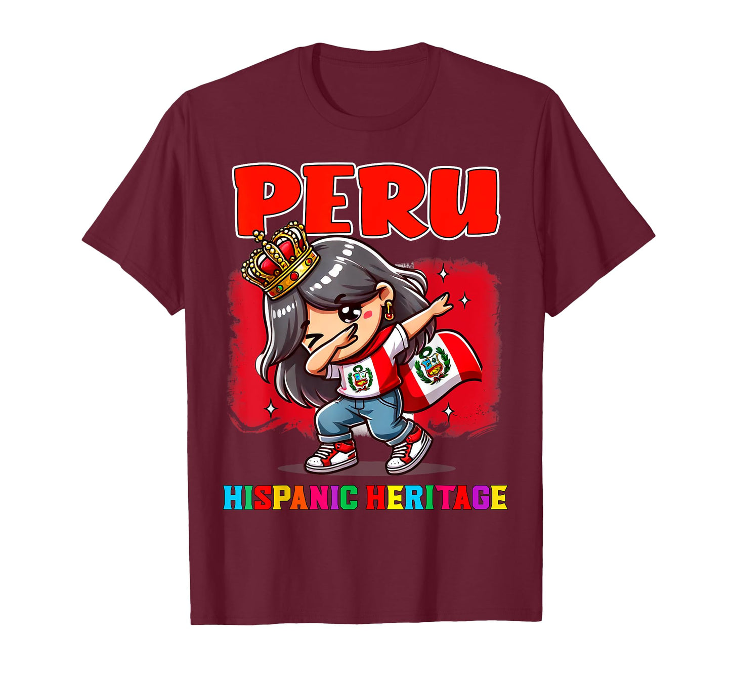 Peru Dabbing Girl Hispanic Heritage Celebration for Kids T-Shirt