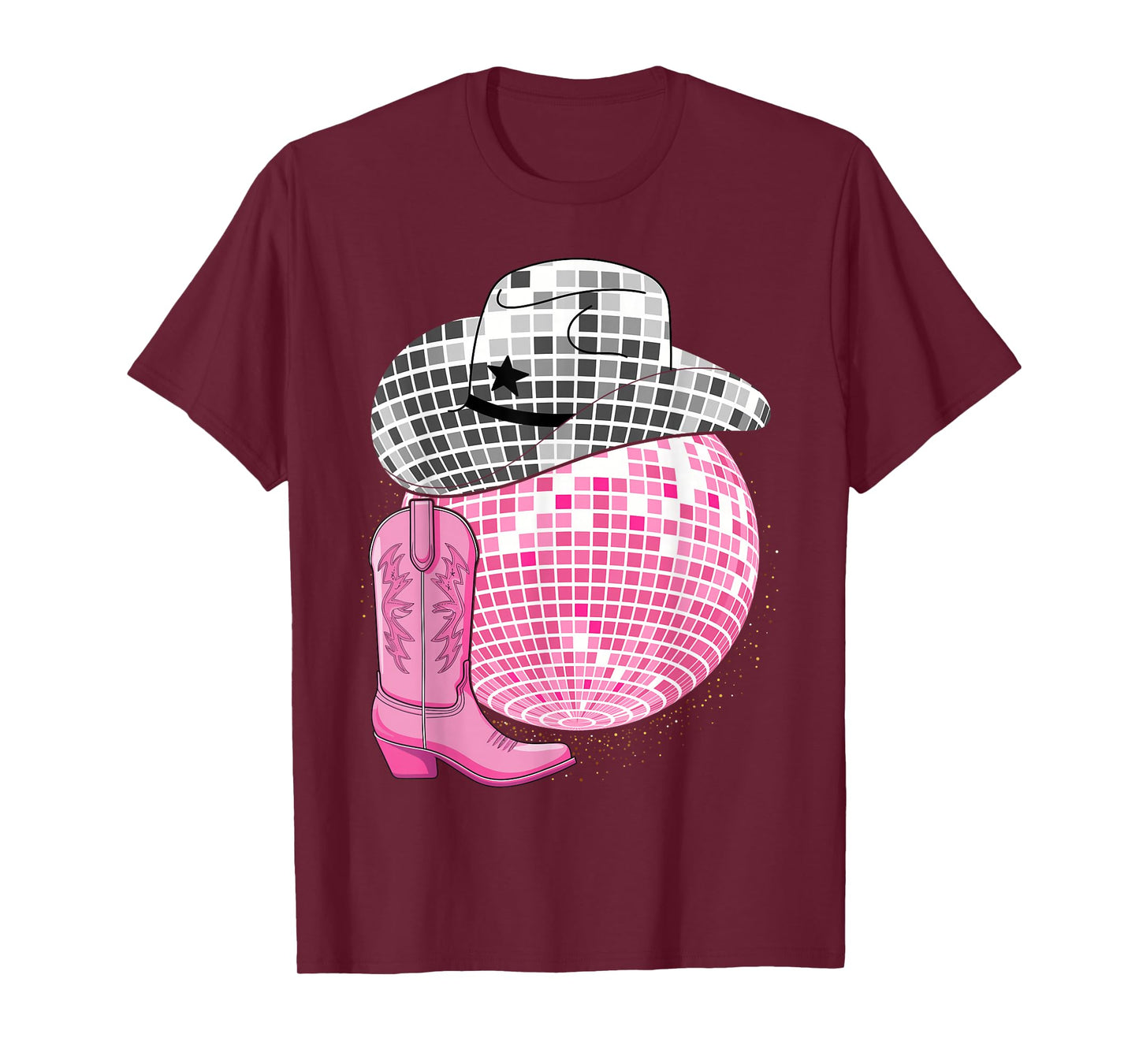 Cowgirl Pink Disco with Cowboy Hat Retro T-Shirt