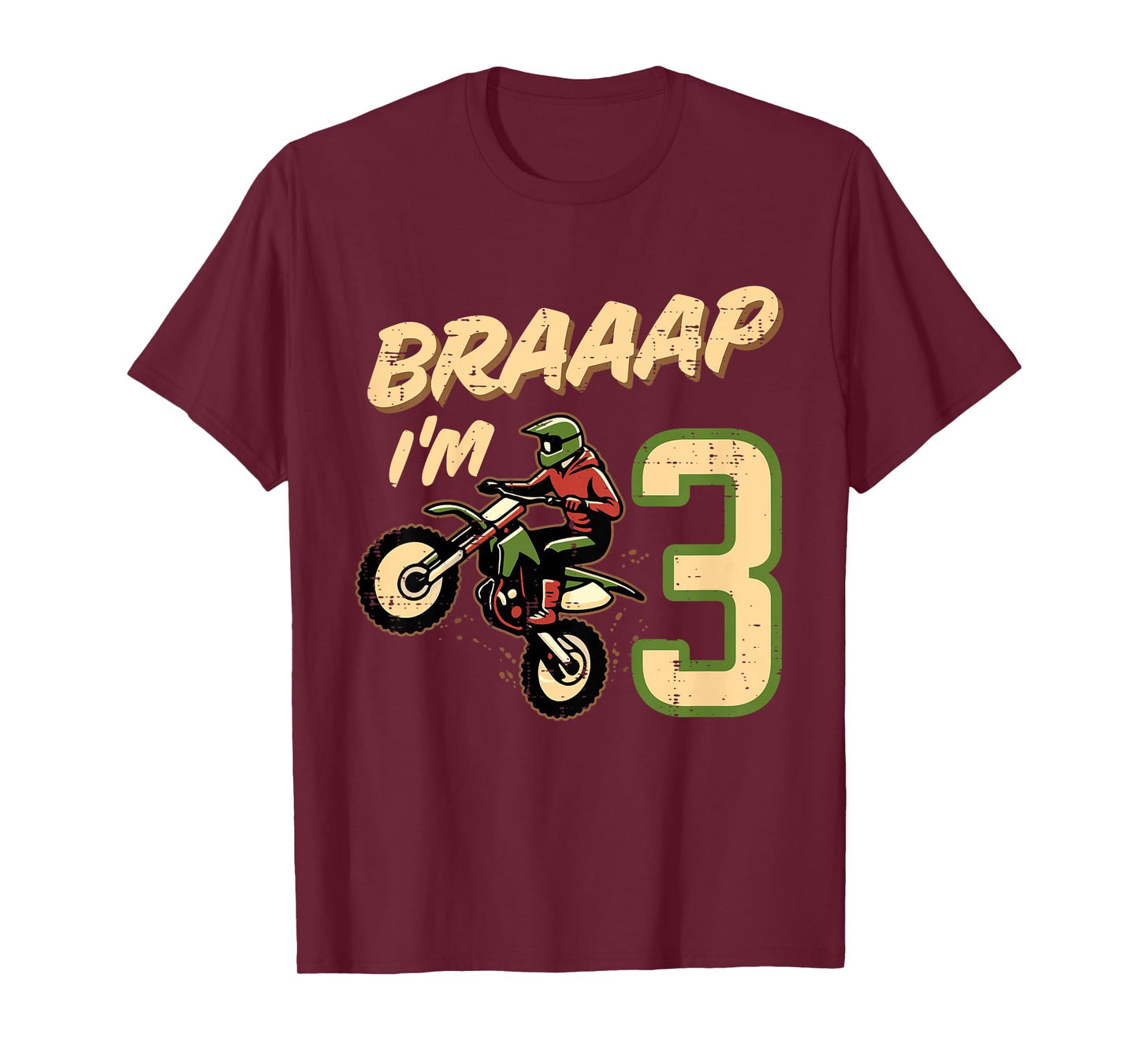 Kids Braaap Im 3 Dirt Bike 3rd Year Birthday Bday Motocross Boys T-Shirt