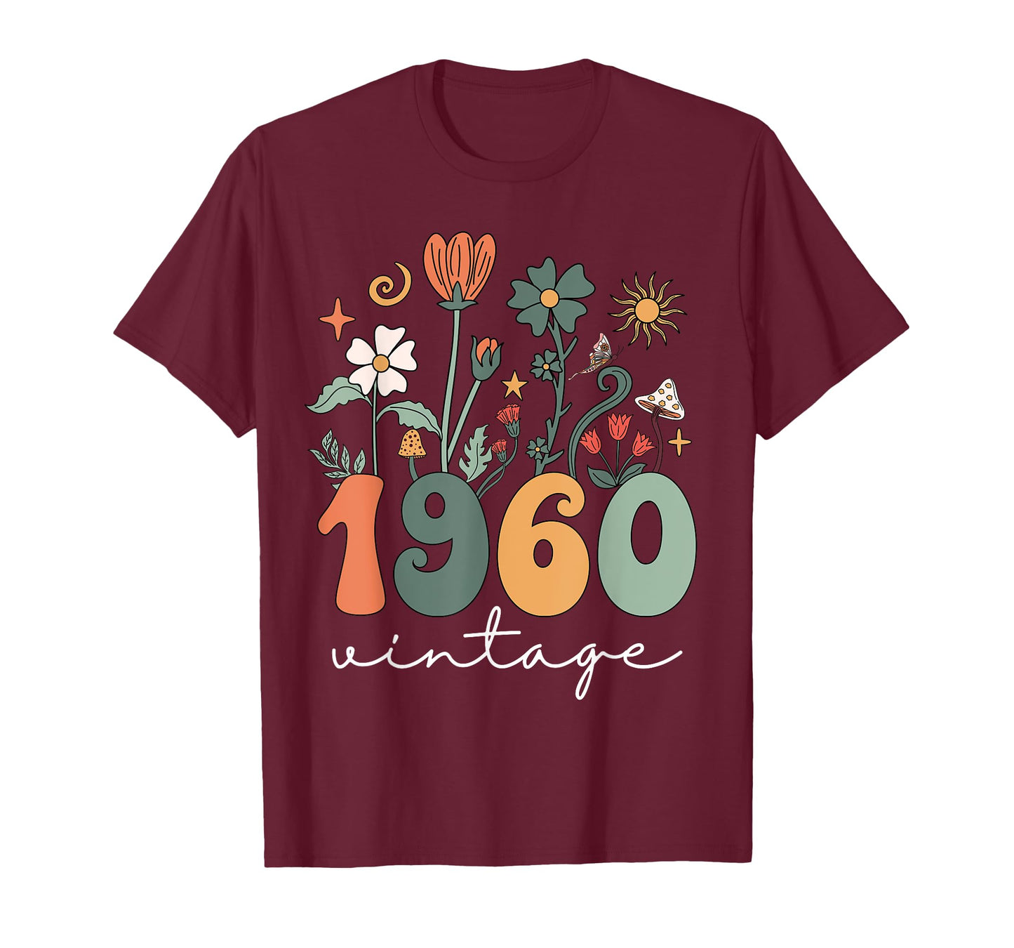 Vintage 1960 Wildflower Floral 65th Birthday Women Girls T-Shirt