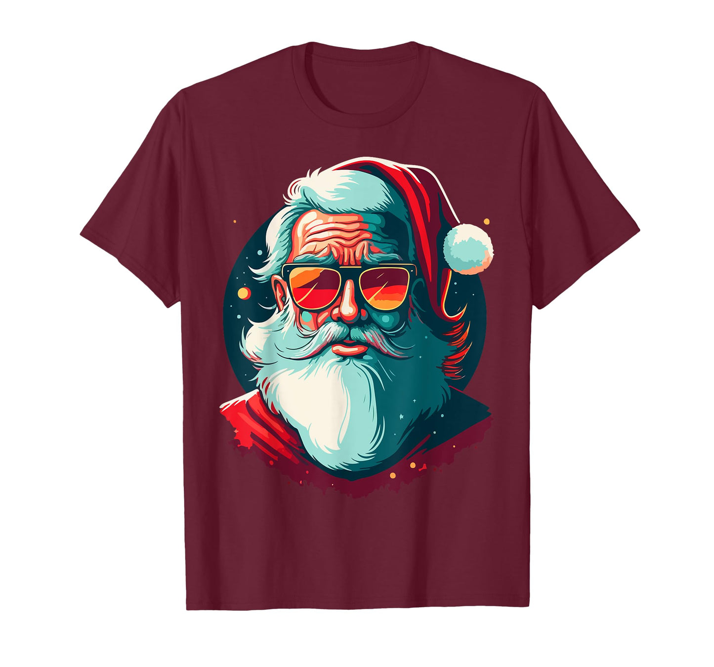 Santa Face Retro Sunglasses Christmas Xmas Men Women T-Shirt