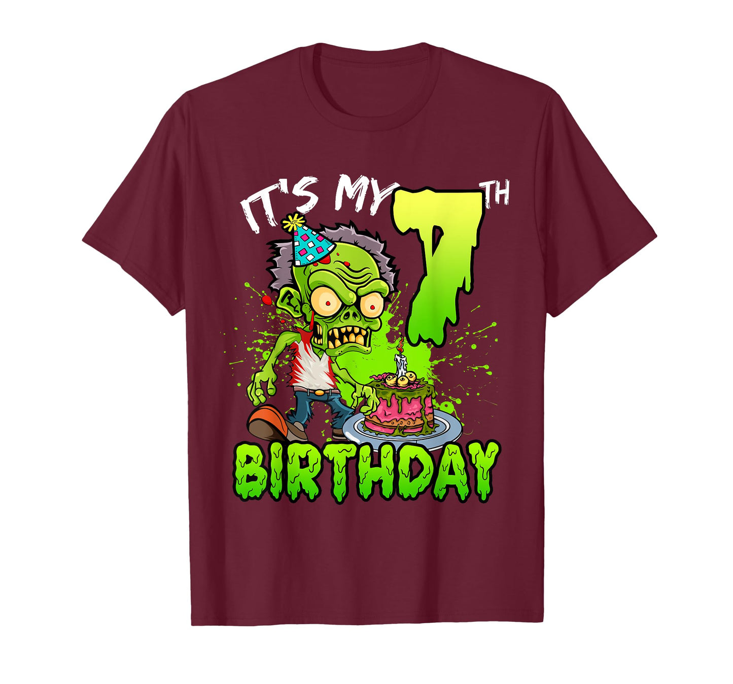 It's My 7th Birthday Zombie Lover 7 Year Old Boys Girls T-Shirt