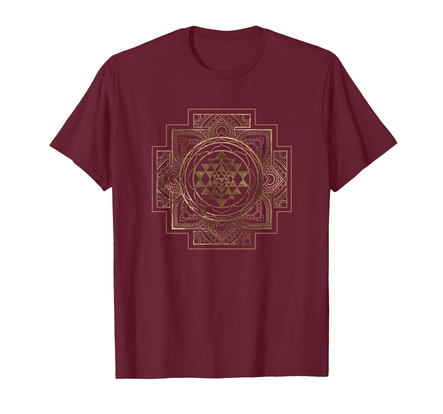 Creativemotions Women's Yoga School Modern Geometry Sri Yantra - Sri Chakra T-Shirt, Black, Small