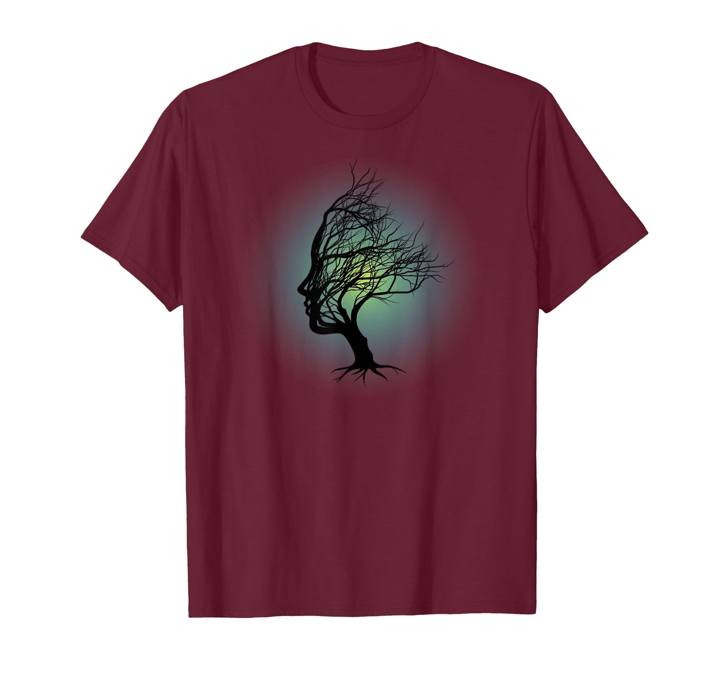 Surreal Tree Of Life Face Silhouette Spiritual Yoga Zen T-Shirt