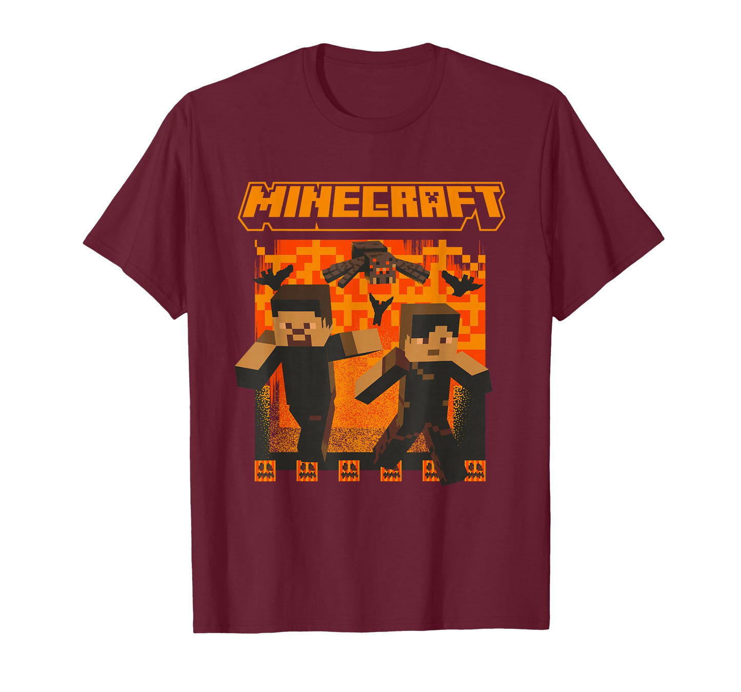 Minecraft Halloween Lava Chase With Spiders T-Shirt