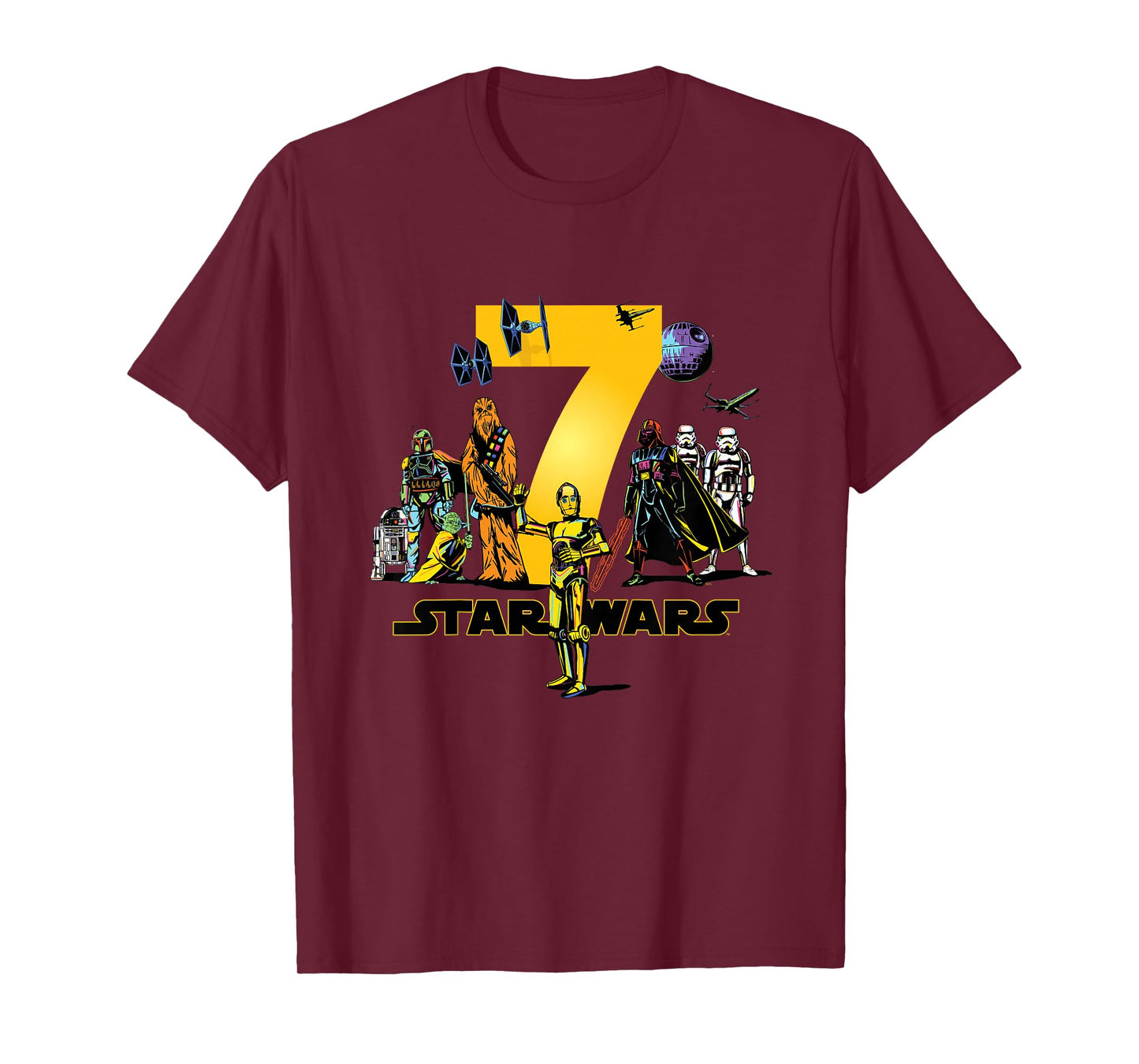 Star Wars Classic Characters Seventh Birthday 7 Years Old T-Shirt