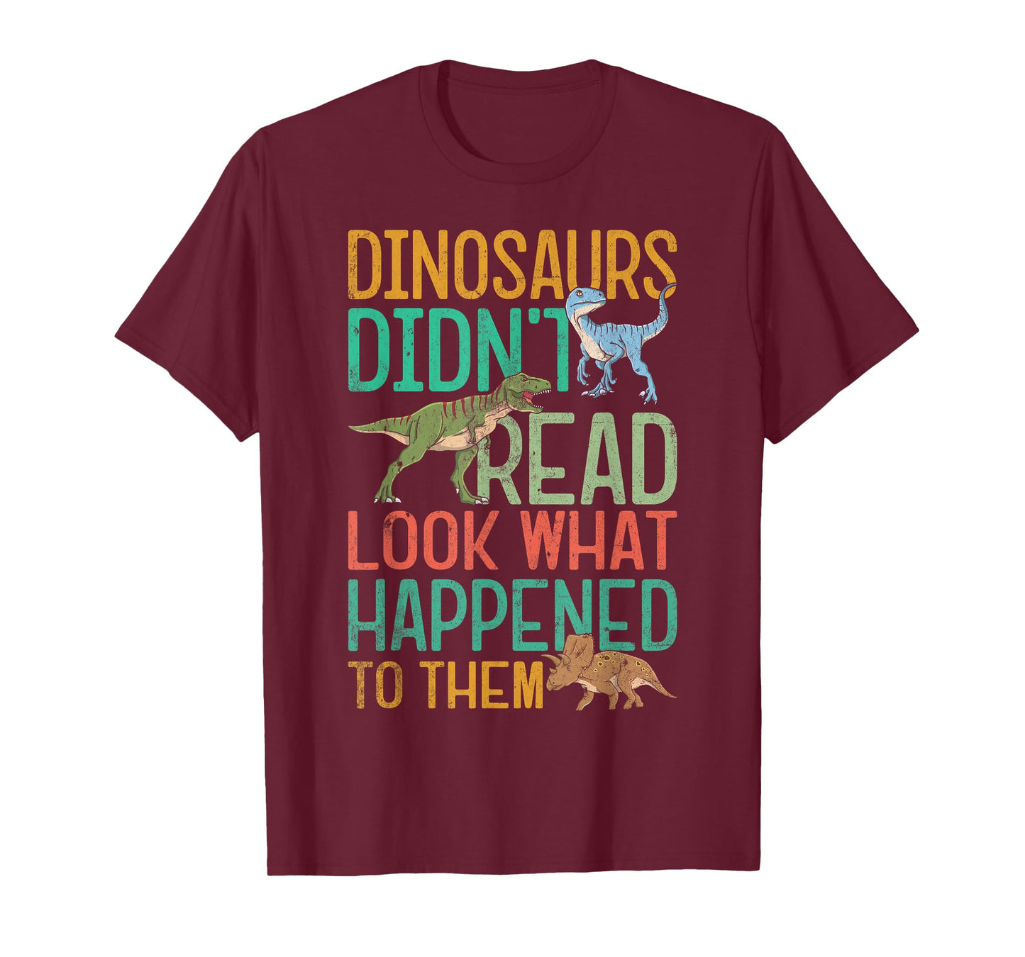 Dinosaurs Didnt Read Funny Book Lover Boys Kids Teacher T-Shirt