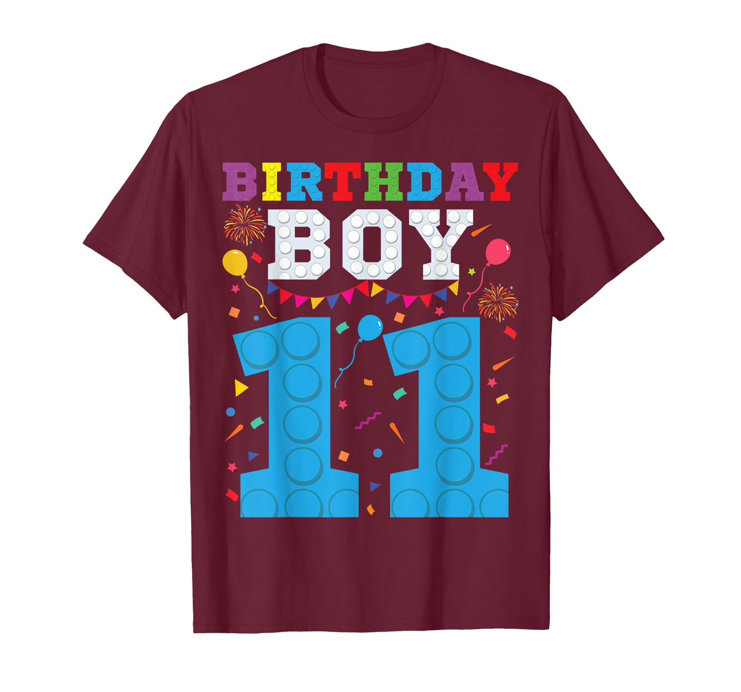 Kids 11 Year Old Building Blocks Family Matching 11 Birthday T-Shirt
